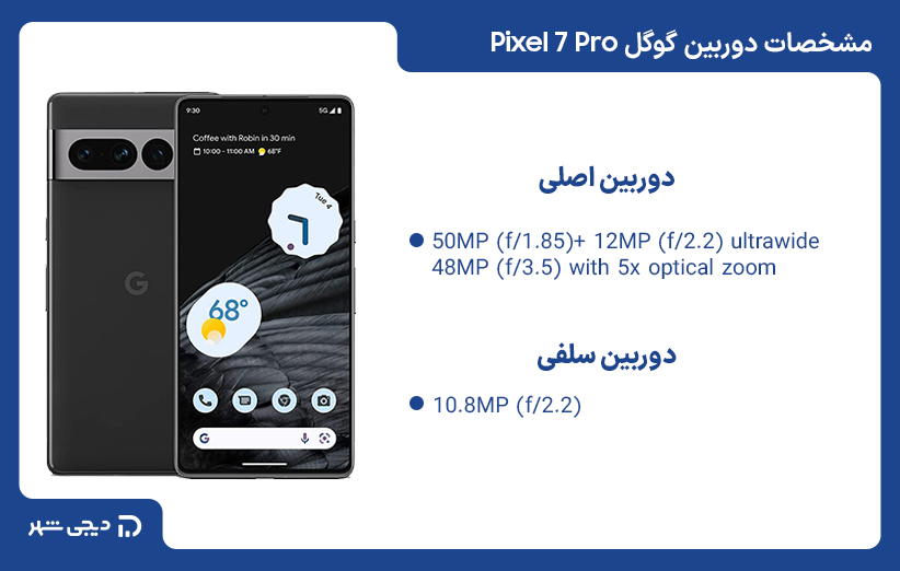 مشخصات دوربین گوگل Pixel 7 Pro
